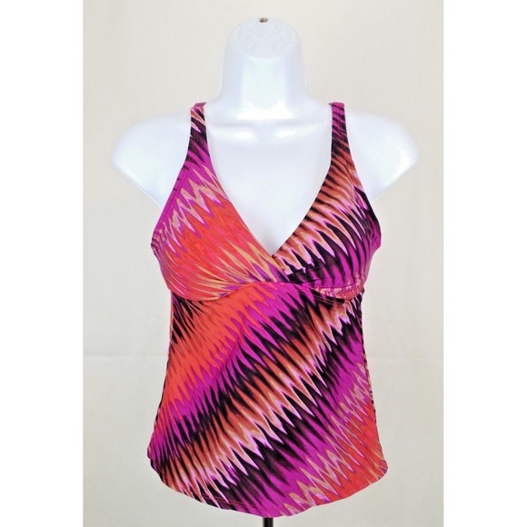 Dana Buchman Multicolor Underwire Support Tankini Swim Top Womens Size 6 - Picture 3 of 11
